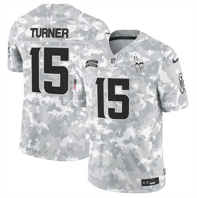 Men%27s Minnesota Vikings #15 Dallas Turner 2024 F.U.S.E Arctic Camo Salute To Service Limited Stitched Jersey Dyin